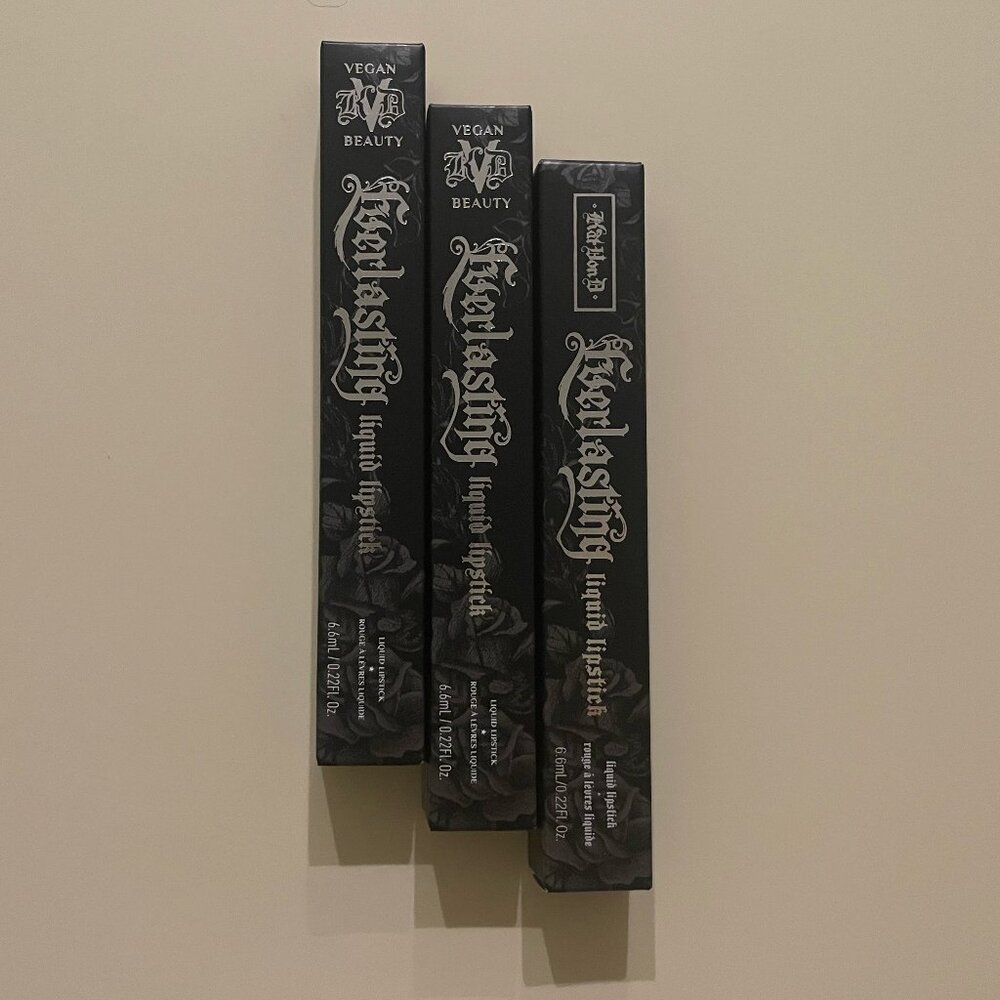 Bundle of 3 KVD Vegan Beauty Everlasting Liquid Lipstick Full Size 6.6ml New